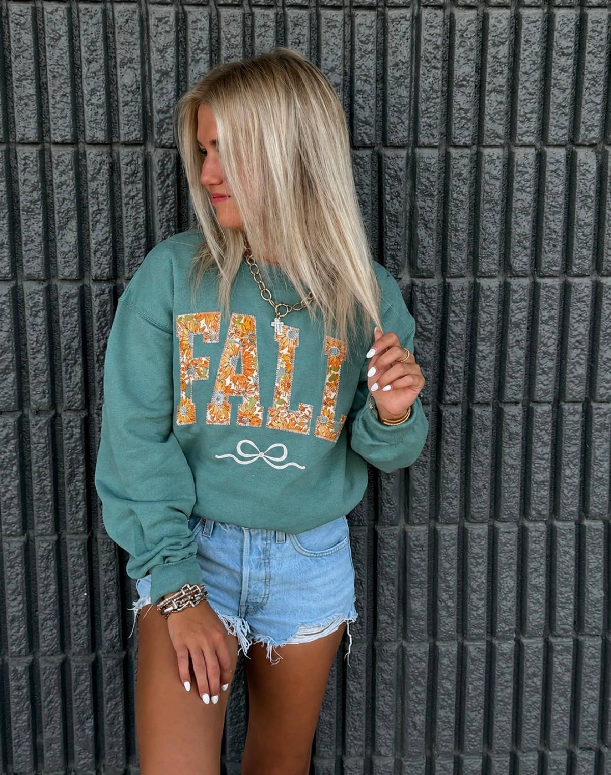  Fall Sunflower Bow Sweatshirt