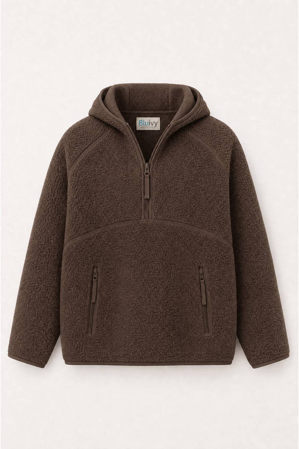 Brown Sherpa Quarter Zip Hoodie