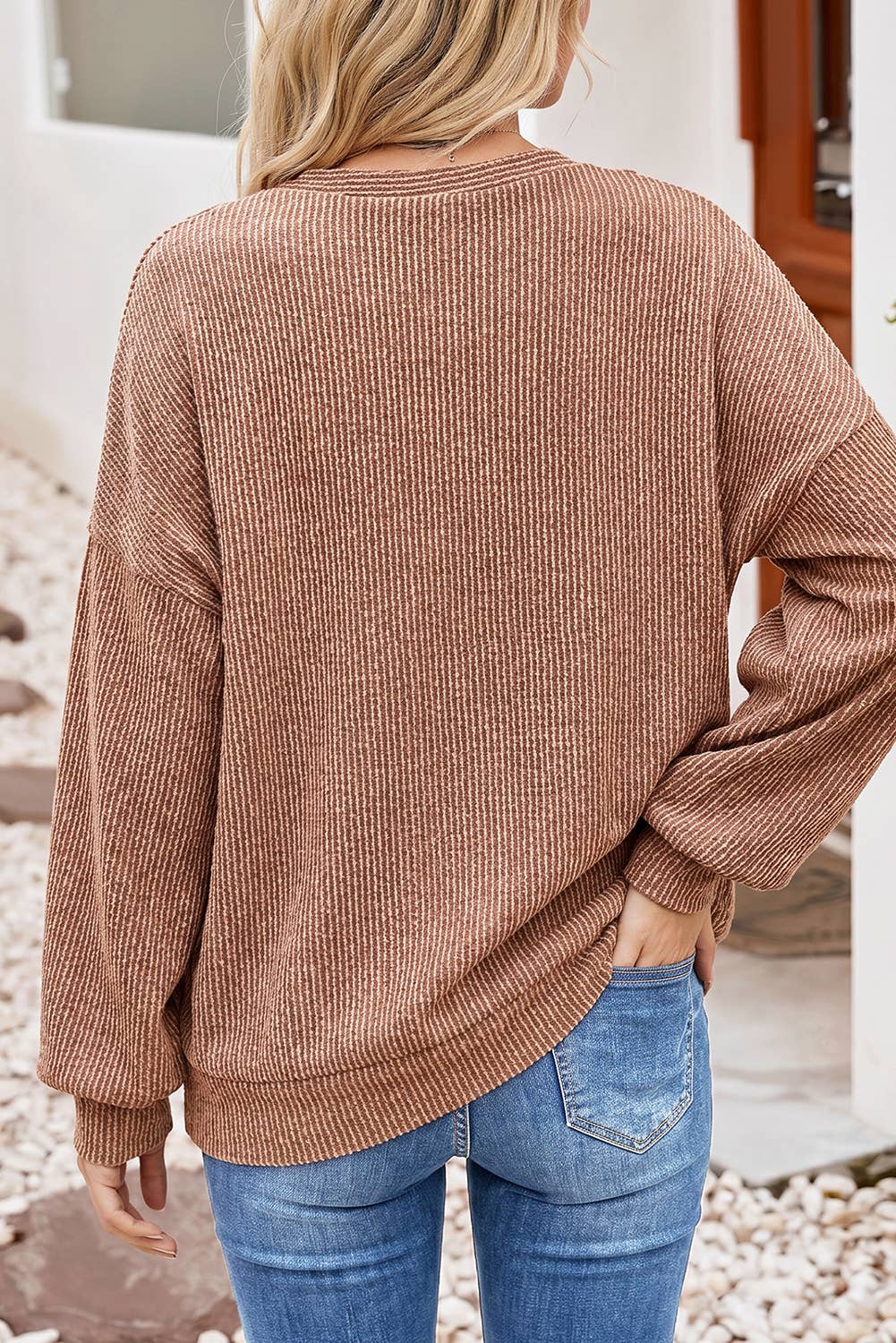Leopard Print Colorblock Ribbed Knit Blouse