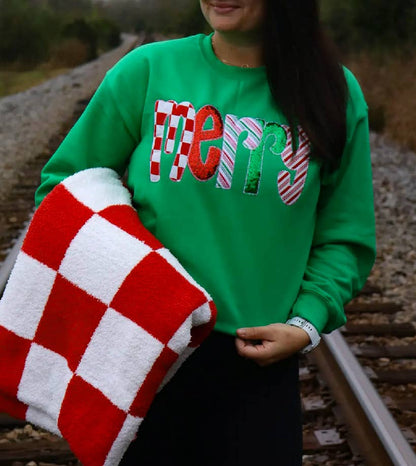 Green Merry Christmas Candy Cane Crewneck