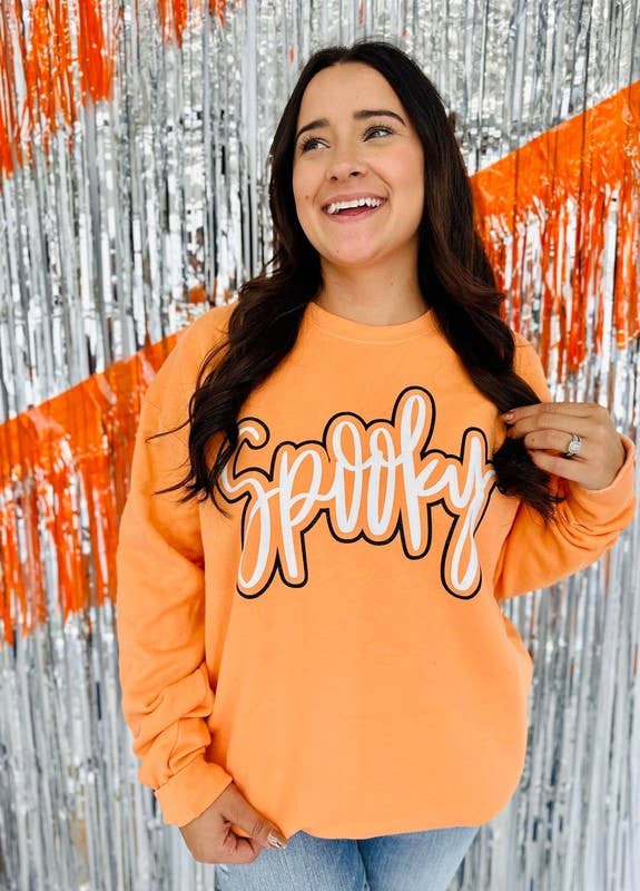 Spooky Orange Puff Crewneck