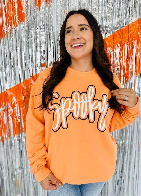 Spooky Orange Puff Crewneck