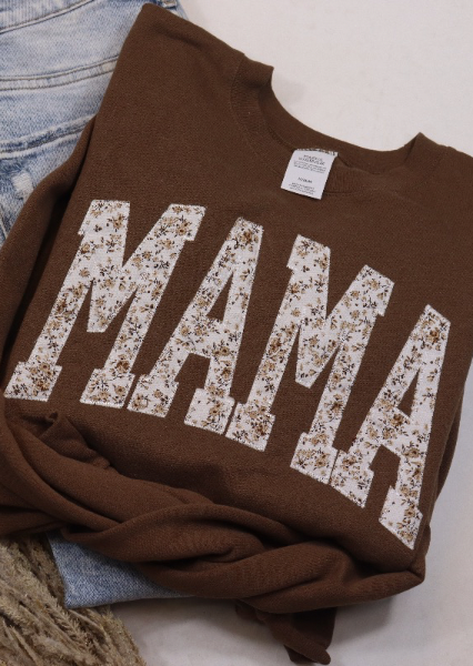 Brown Floral Mama Crewneck