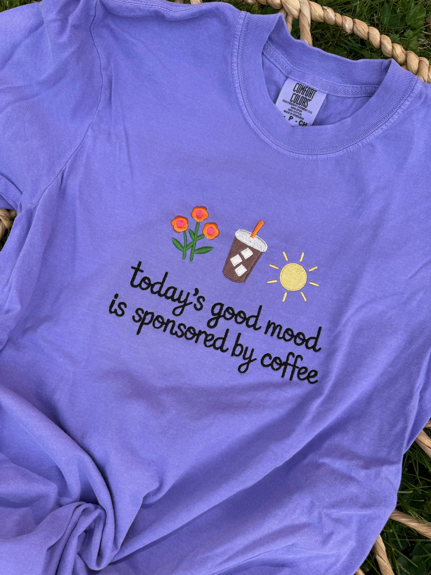 Today’s good mood is sponsored by coffee embroidered shirt 