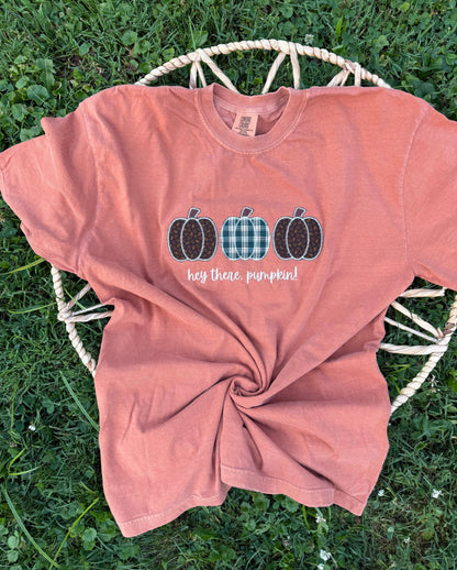 Hey there pumpkin embroidered shirt