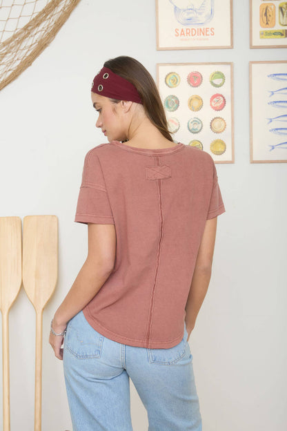 Terracotta Exposed Seam Top
