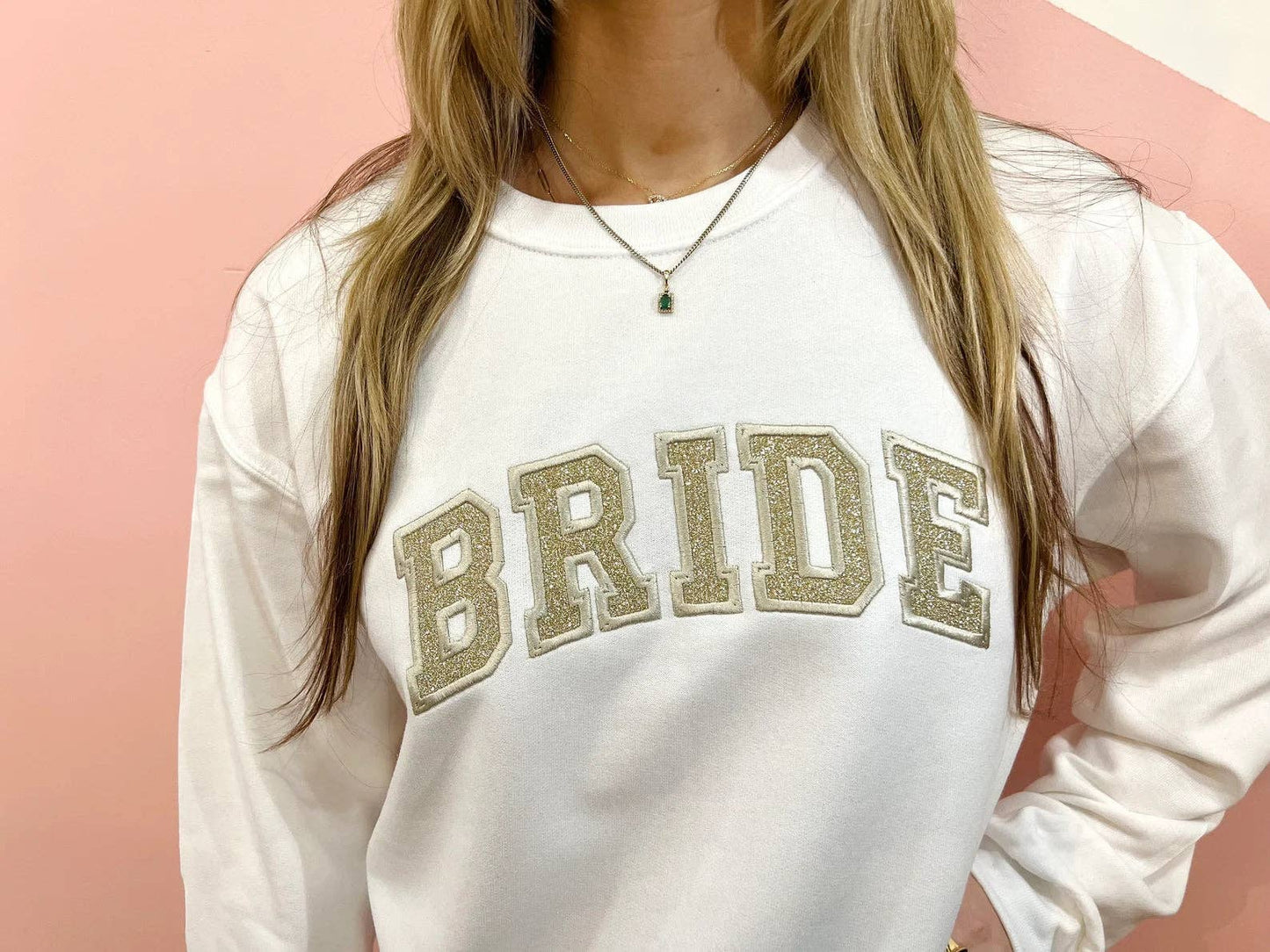 Embroidered Bride Glitter Crewneck Sweatshirt