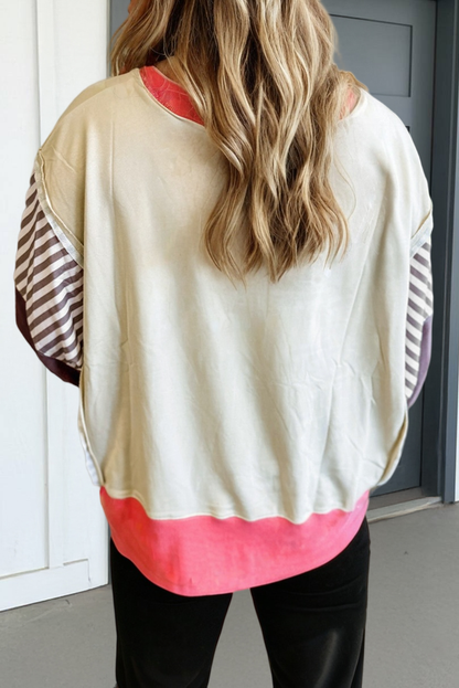 Color Block Striped Patchwork Pullover