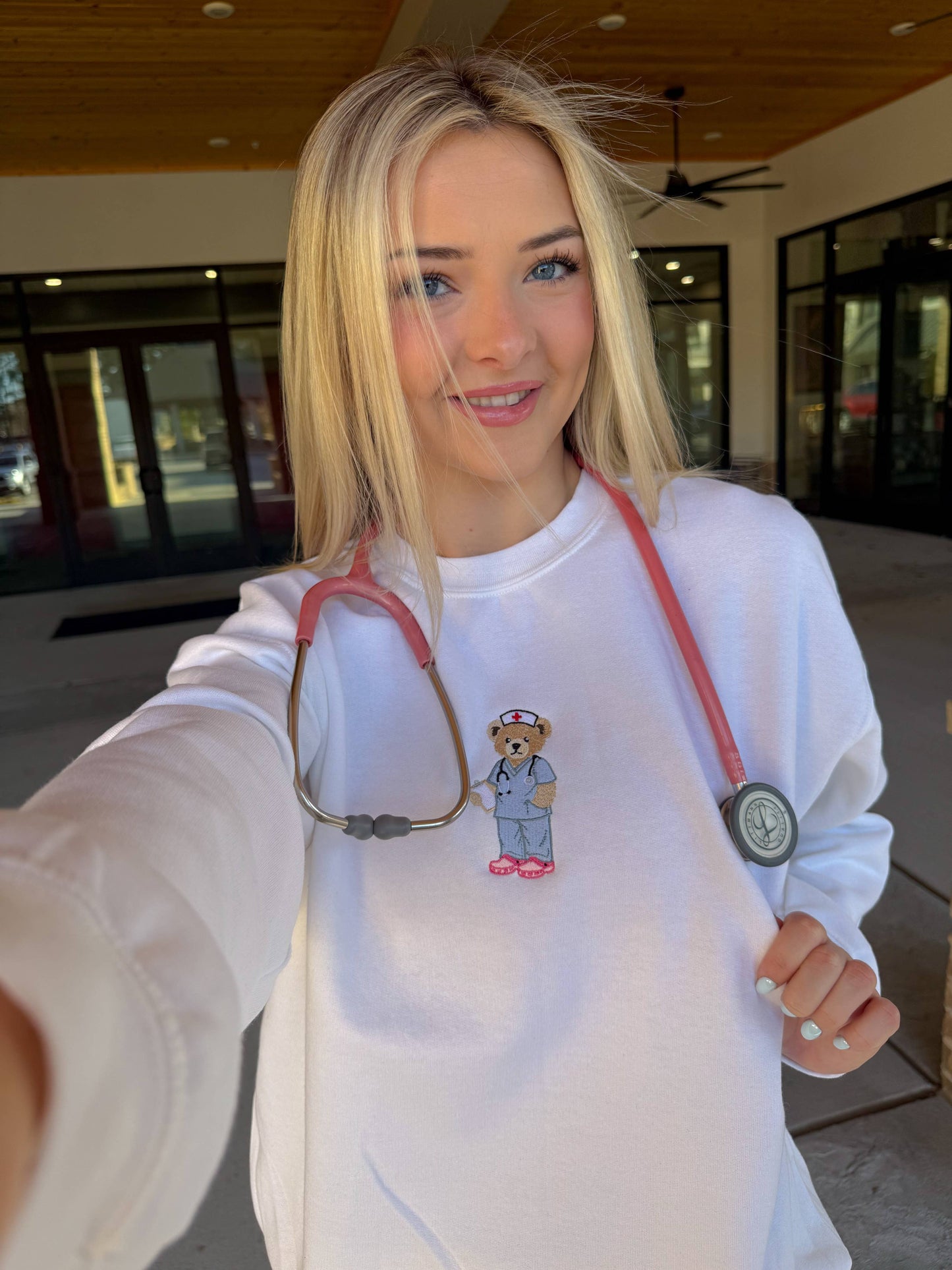 Healthcare Bear Embroidered Crewneck