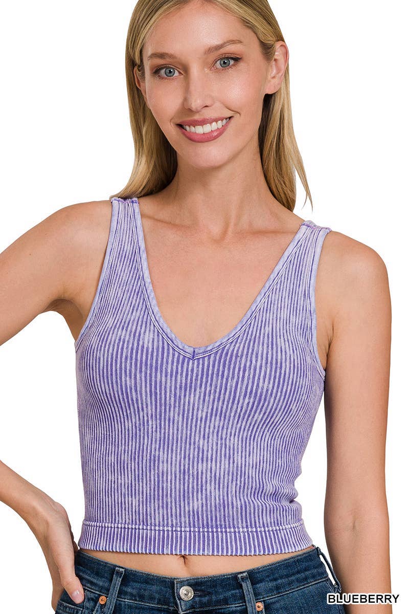 Washed Ribbed Tank Top