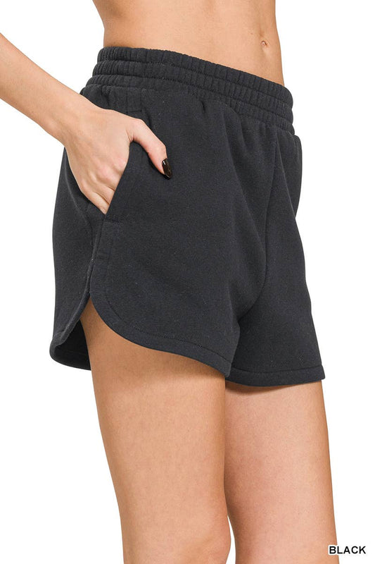 Fleece Elastic Waistband Shorts